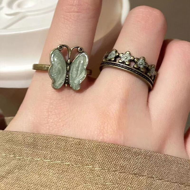Set 2 Bagues Papillon Dorées Ajustables – Bijoux Femme Y2K