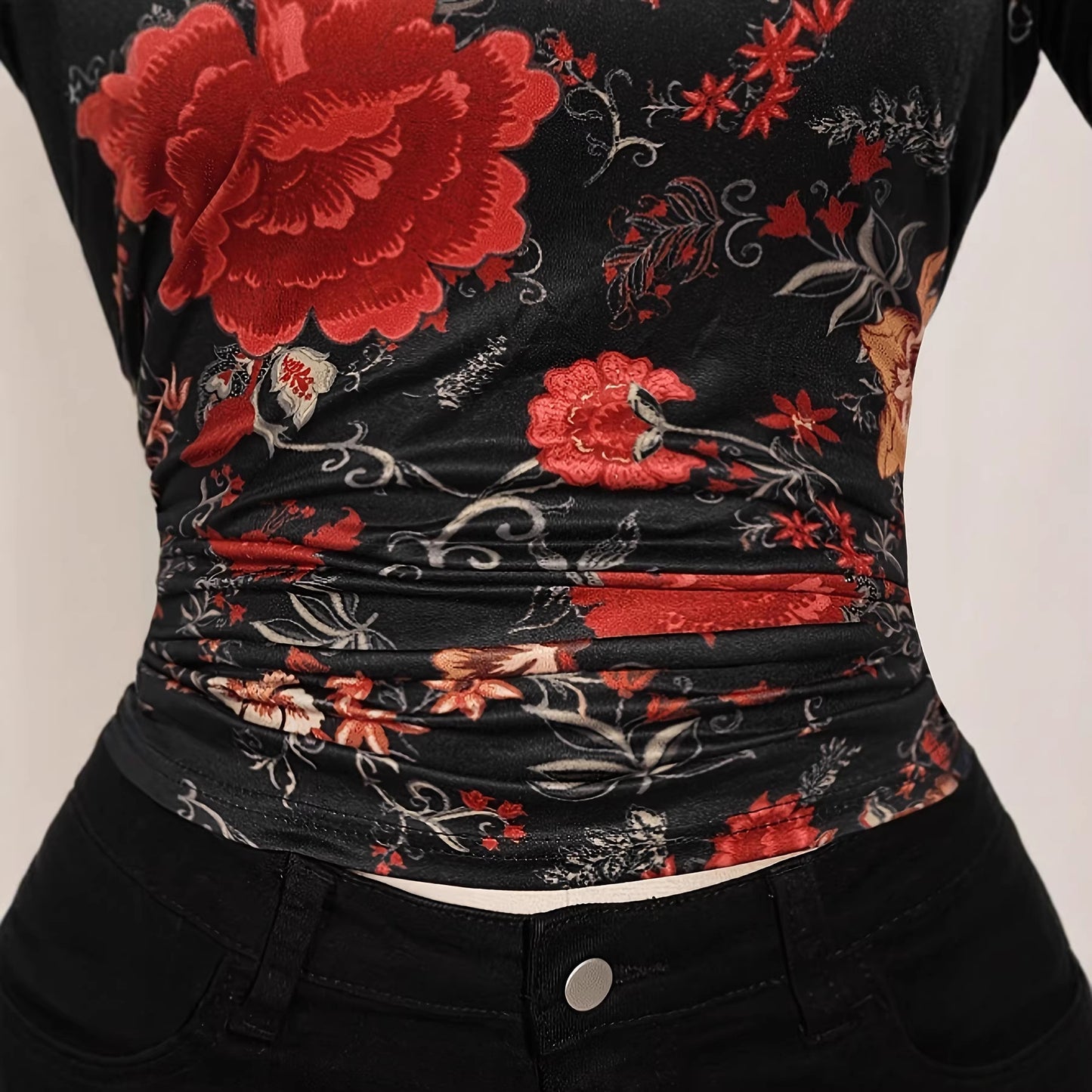 Top Halterneck Fleuri Sans Manches – Haut Femme Été Tendance