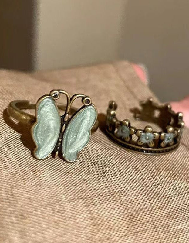 Set 2 Bagues Papillon Dorées Ajustables – Bijoux Femme Y2K